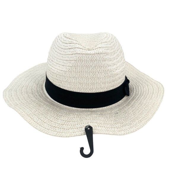 White Paper Straw Panama Fedora Sun Hat - Picture 1 of 11